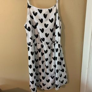 White summer dress with black hearts